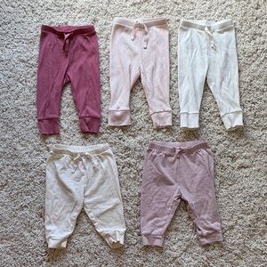 Baby Gap Pink & Cream Girl Ribbed Knit Leggings & Pants Bundle 6-12 Months